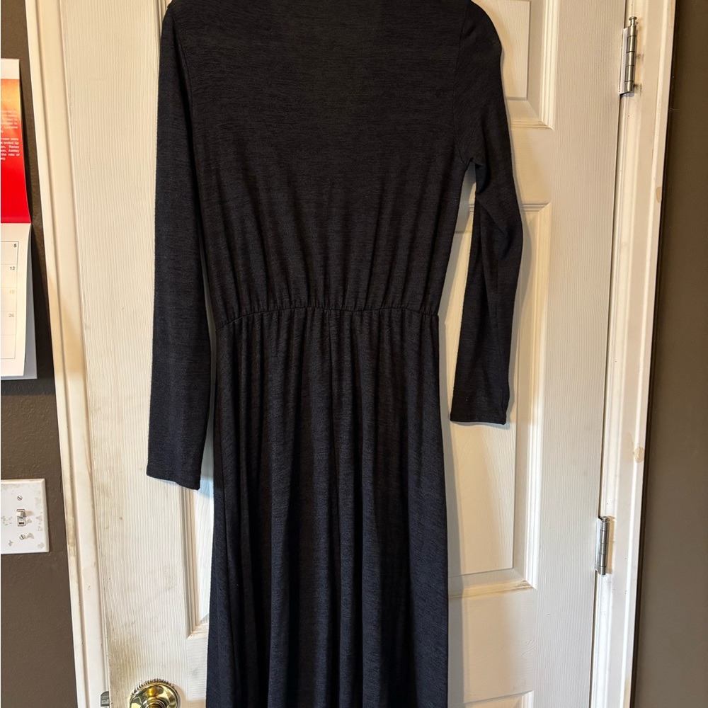 Blush Gray Sheath Dress Long Sleeve Crew Neck